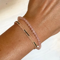 Armband miyuki pärlor rosa/svart/guld