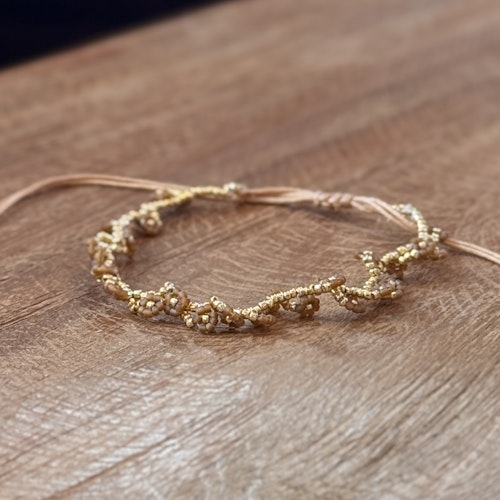 Armband blomma guld/ljusbrun