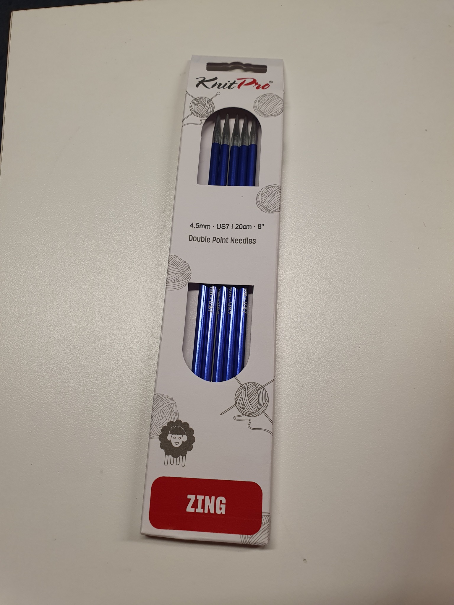 Strumpstickor Knit Pro Zing 4,5 mm, 20 cm