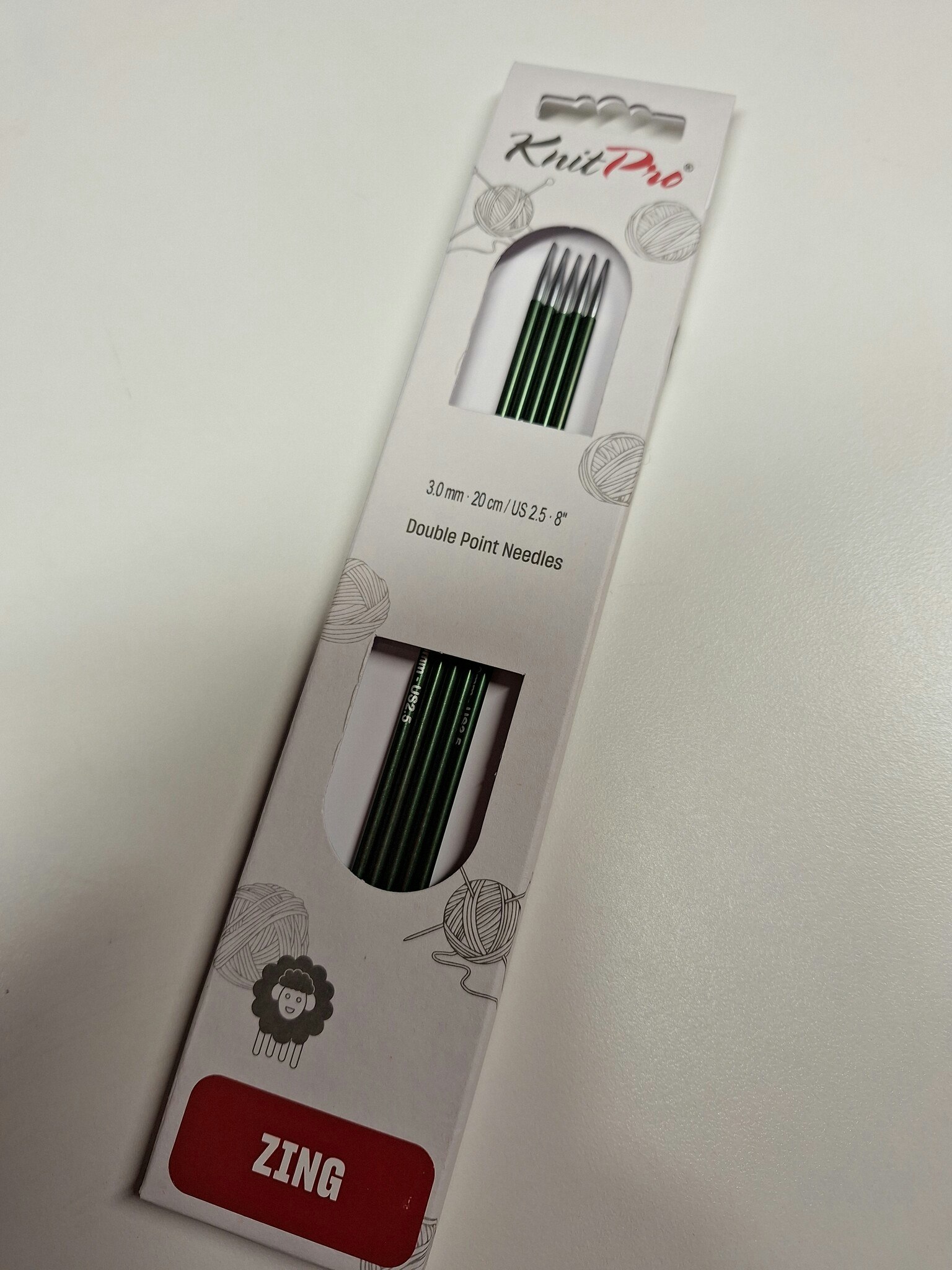 Strumpstickor Knit Pro Zing 3 mm, 20 cm