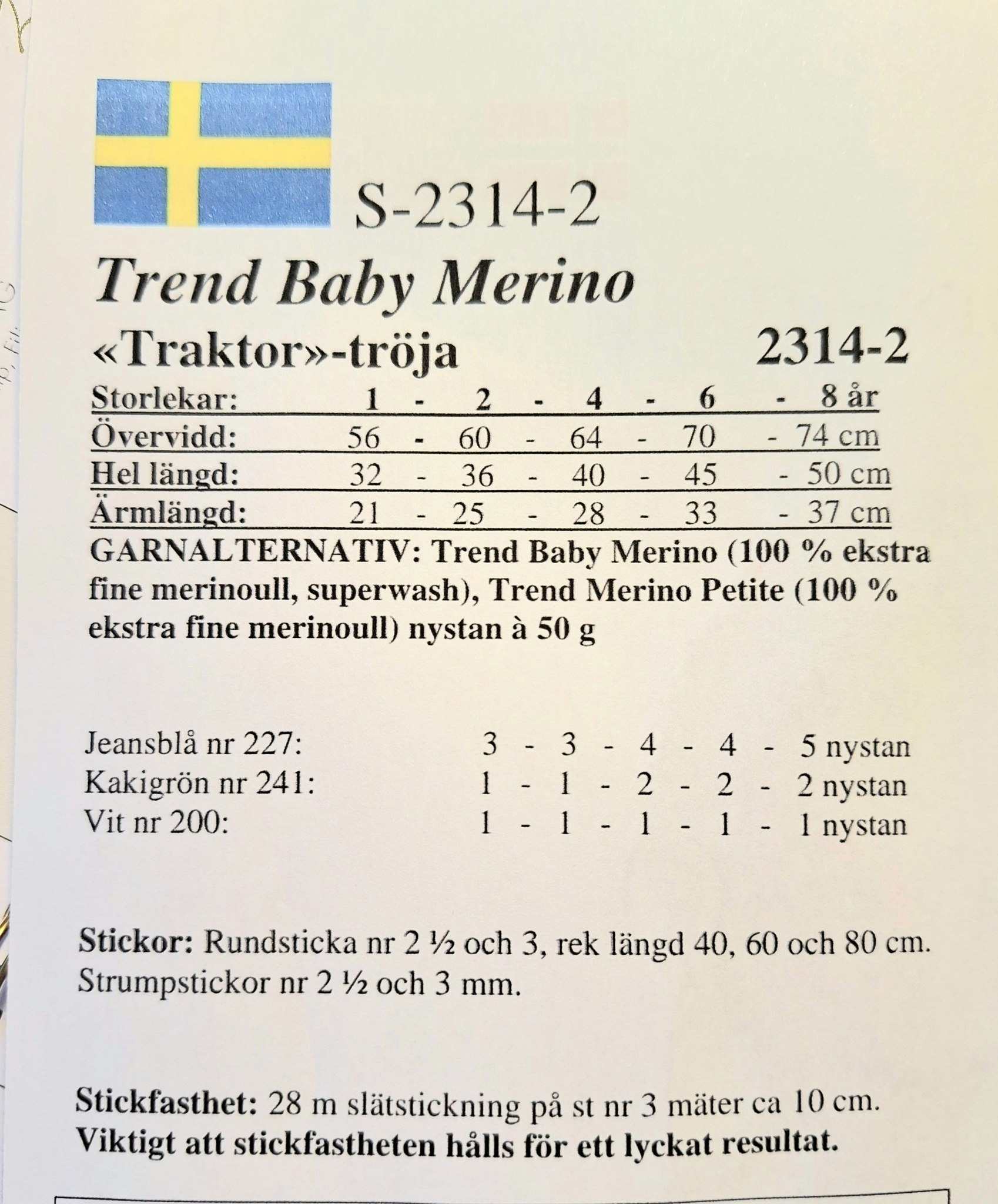 Mönster till garnkit Traktortröja