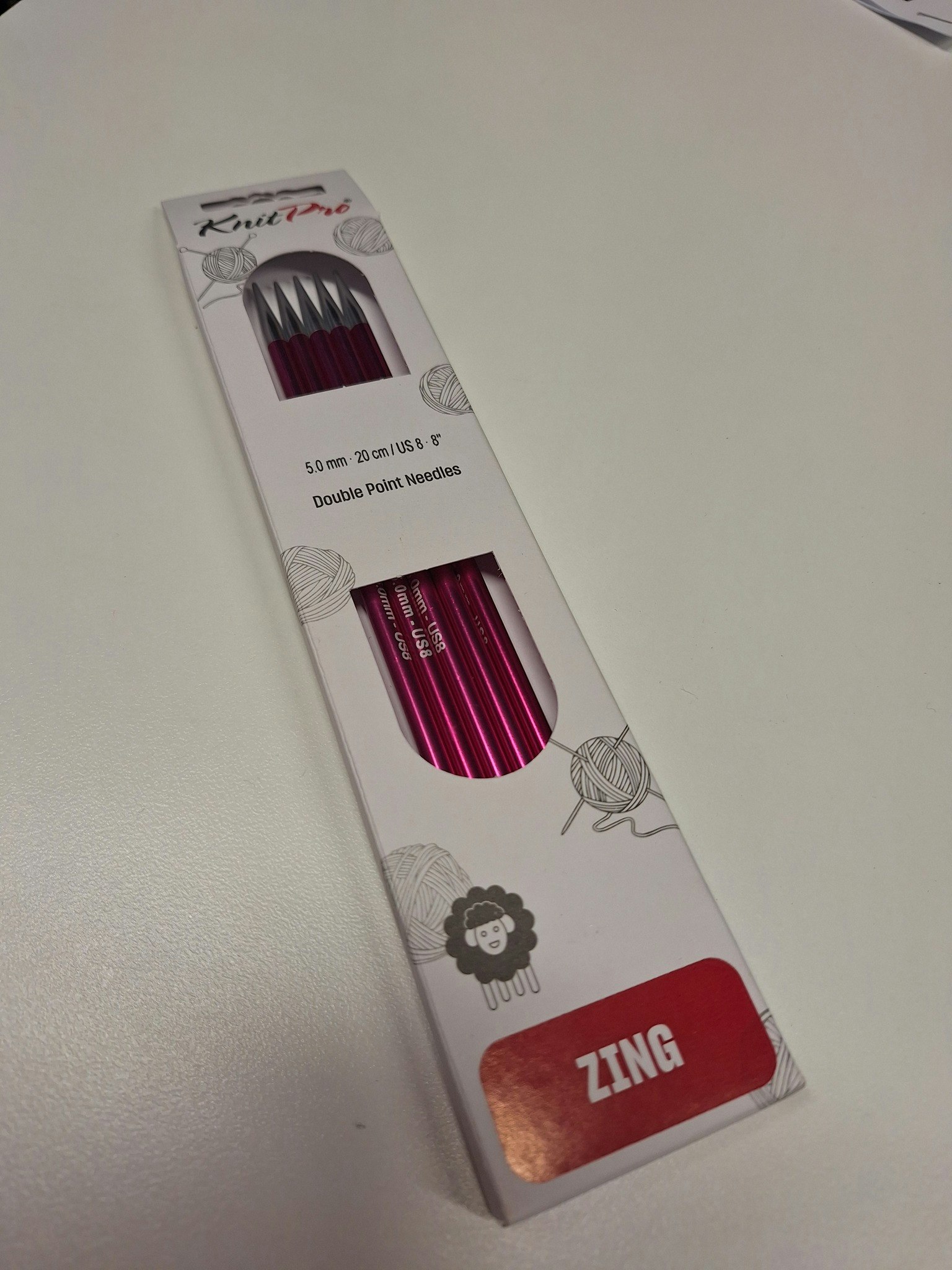 Strumpstickor Knit Pro Zing 5 mm, 20 cm