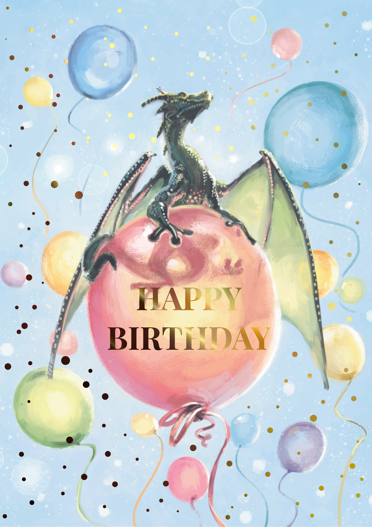 Balloon dragon (birthday card)