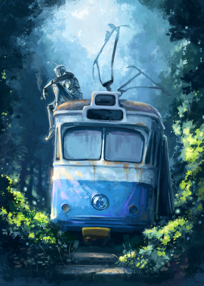Trolley problem (postcard)