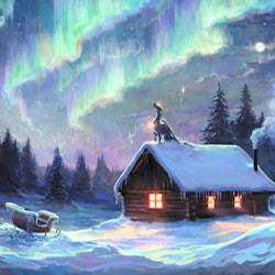 Juldrake, Northern Lights (julkort)