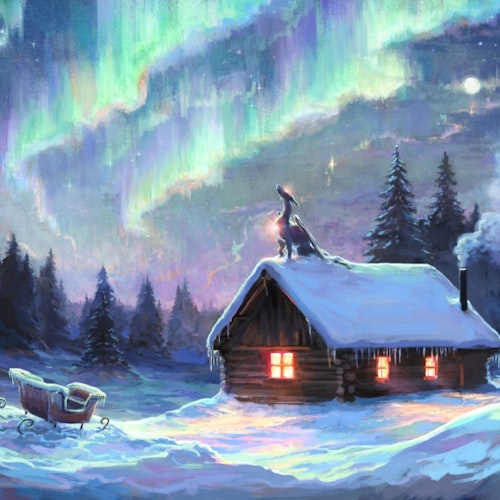 Juldrake, Northern Lights (julkort)