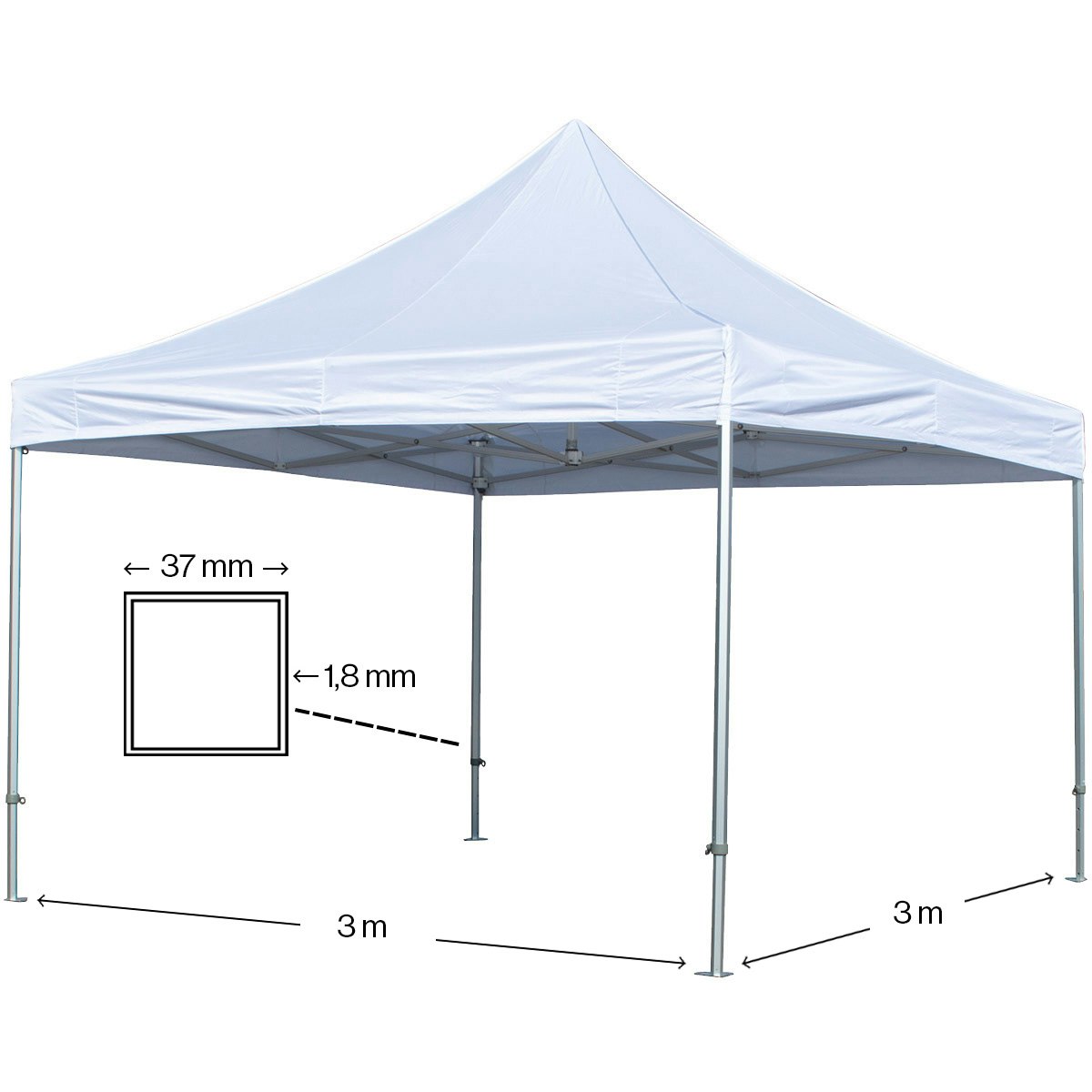 StandUp snabbtält Premium 3×3 m