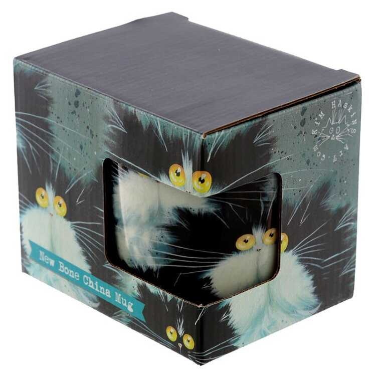 Porslinsmugg med nyfikna katter i presentförpackning