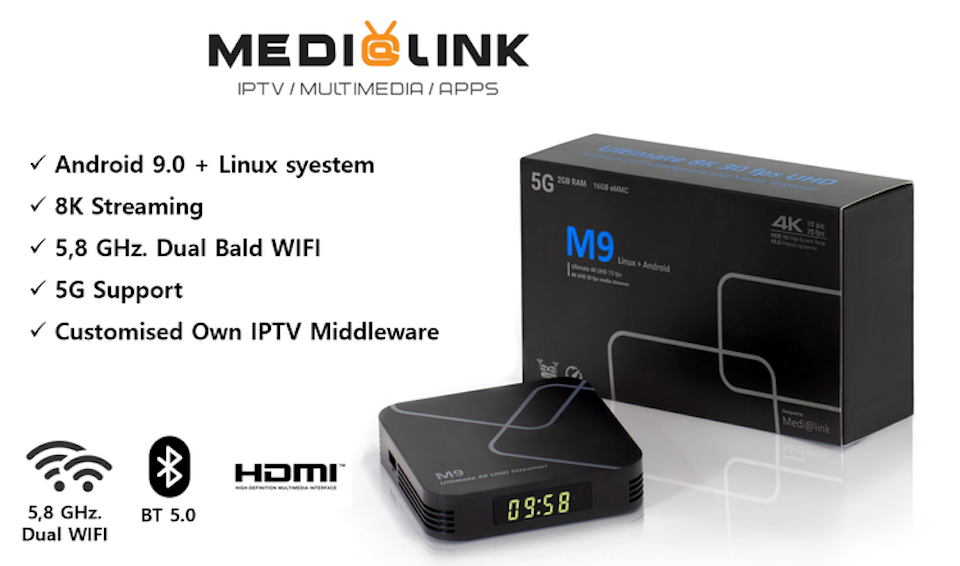 Medialink M9 IPTV ULTRA box 4K inbyggd WiFi 2,5 och 5 Ghz band USB3.0 -  Internetshopping.nu internetshopping.se