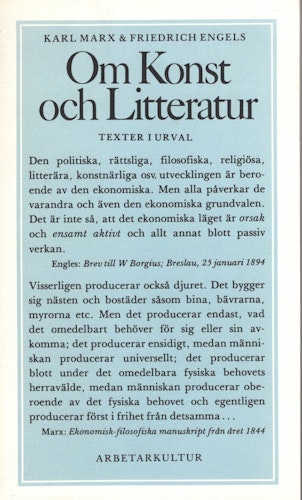 Om Konst och Litteratur. Texter i urval av Karl Marx och Friedrich Engels
