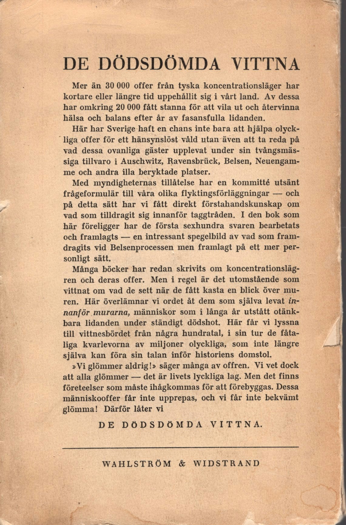 De dödsdömda vittna av Gunhild och Einar Tegen