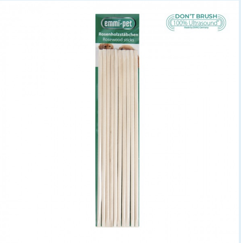 Emmi®-Pet Rosewood pinnar.  Används efter användning av Emmi Pet ultraljudstandborste för att försiktigt avlägsna plack, tandsten och matpartiklar.