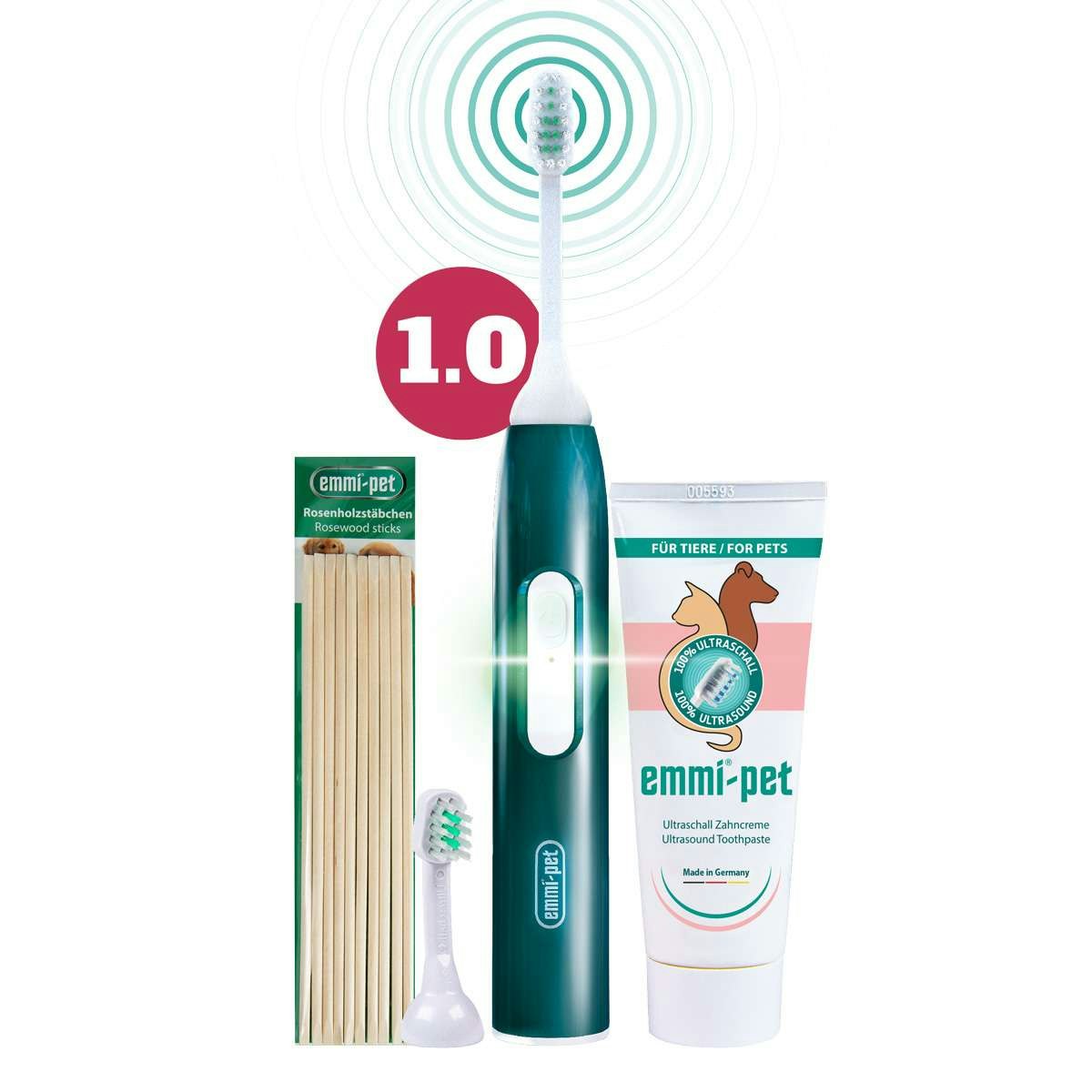 Emmi®-Pet ultraljudstandborste 1.0, Originalet med Emmi®-Pet Rosewood Sticks (10 st)