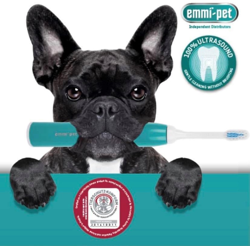 Emmi®-Pet ultraljudstandborste är vibrationslös och ljudlös vilket gör rengöringen mycket skonsam för ditt djur. Den rengör tänderna smärtfritt       från plack och bakterier hos ditt djur.    Fyra av