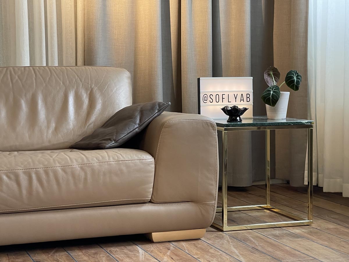 Natuzzi Beige Skinnsoffa