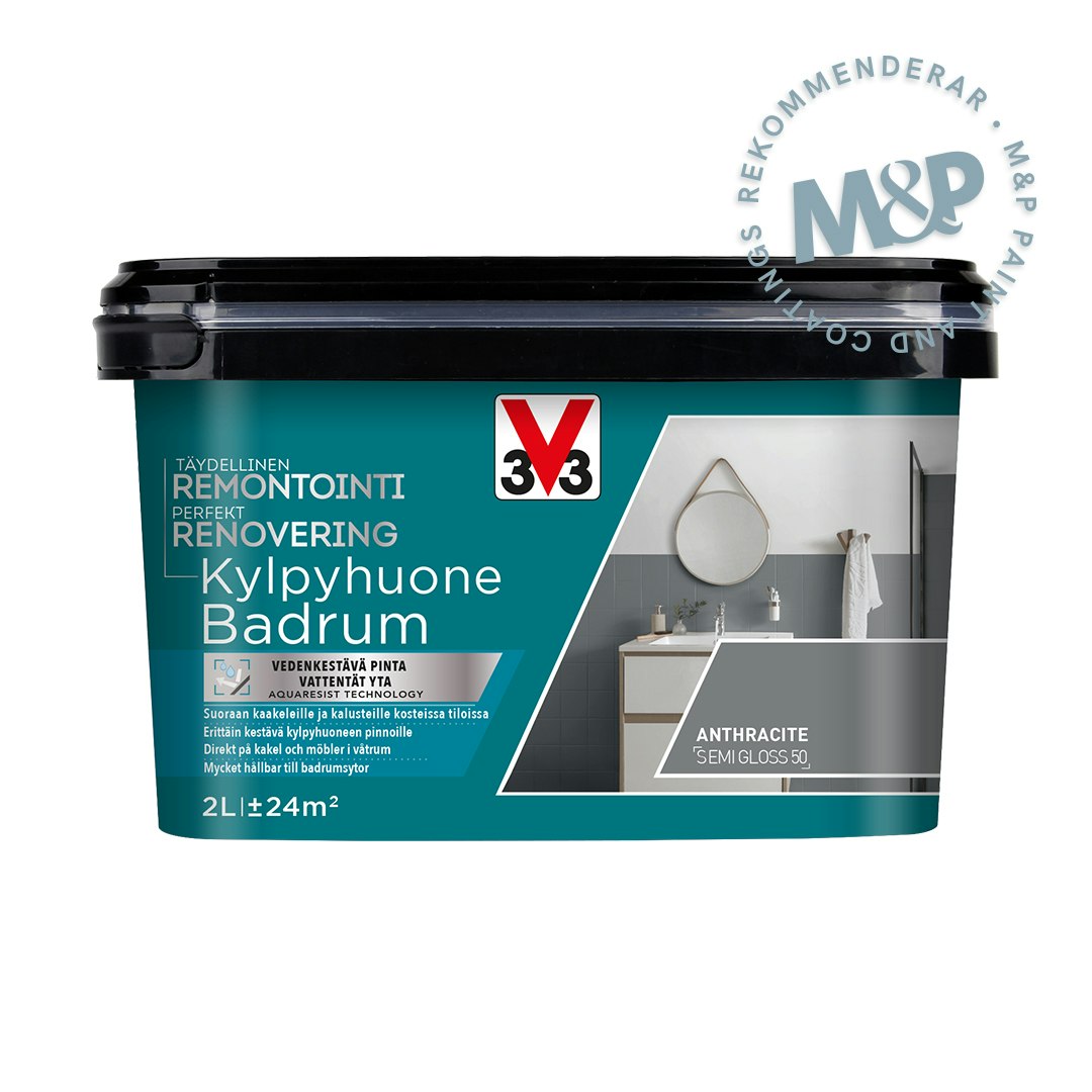 V33 Perfekt Renovering Badrum Semi-Gloss Dolphin Grey 750ml