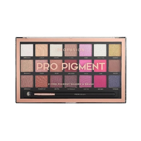 Profusion Cosmetics 21 Shade Eyeshadow Palette Collection & Brush, Pro Pigments
