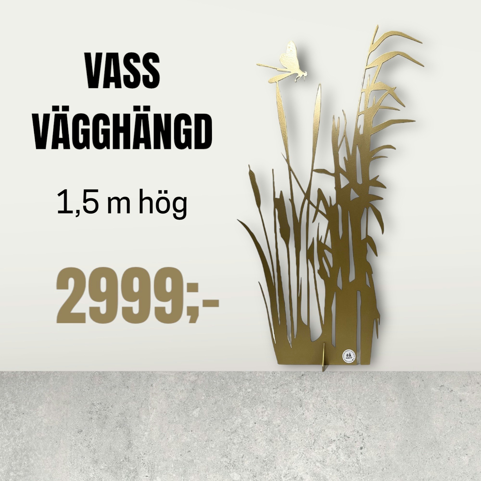 Vass med dagslända - vägghängd 1,5 m (skickas ej)