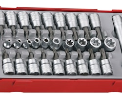 Hylsbits torx 1/4" och 3/8", sats 30 delar, E10-18, TX10-TX50, in- och utvändiga (hylsbitssats), Teng Tools