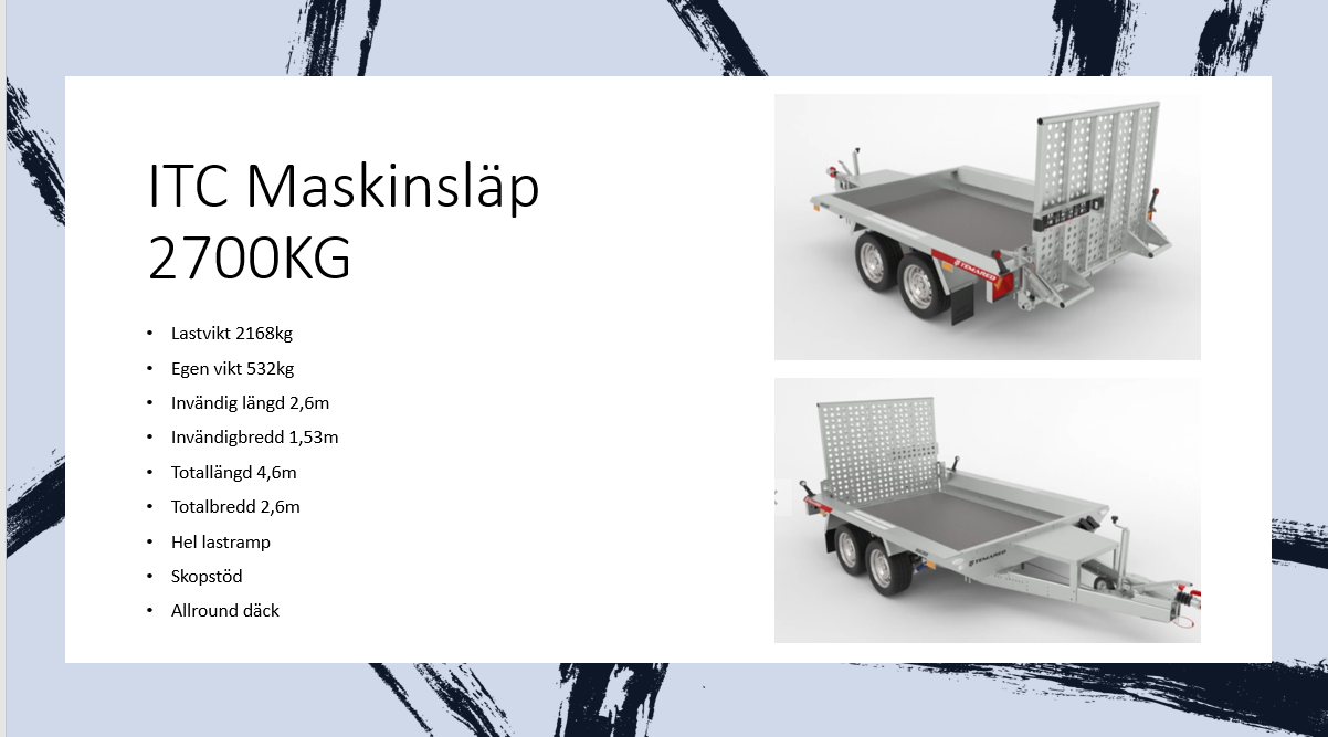 Maskinsläp ITC Temared 2700kg