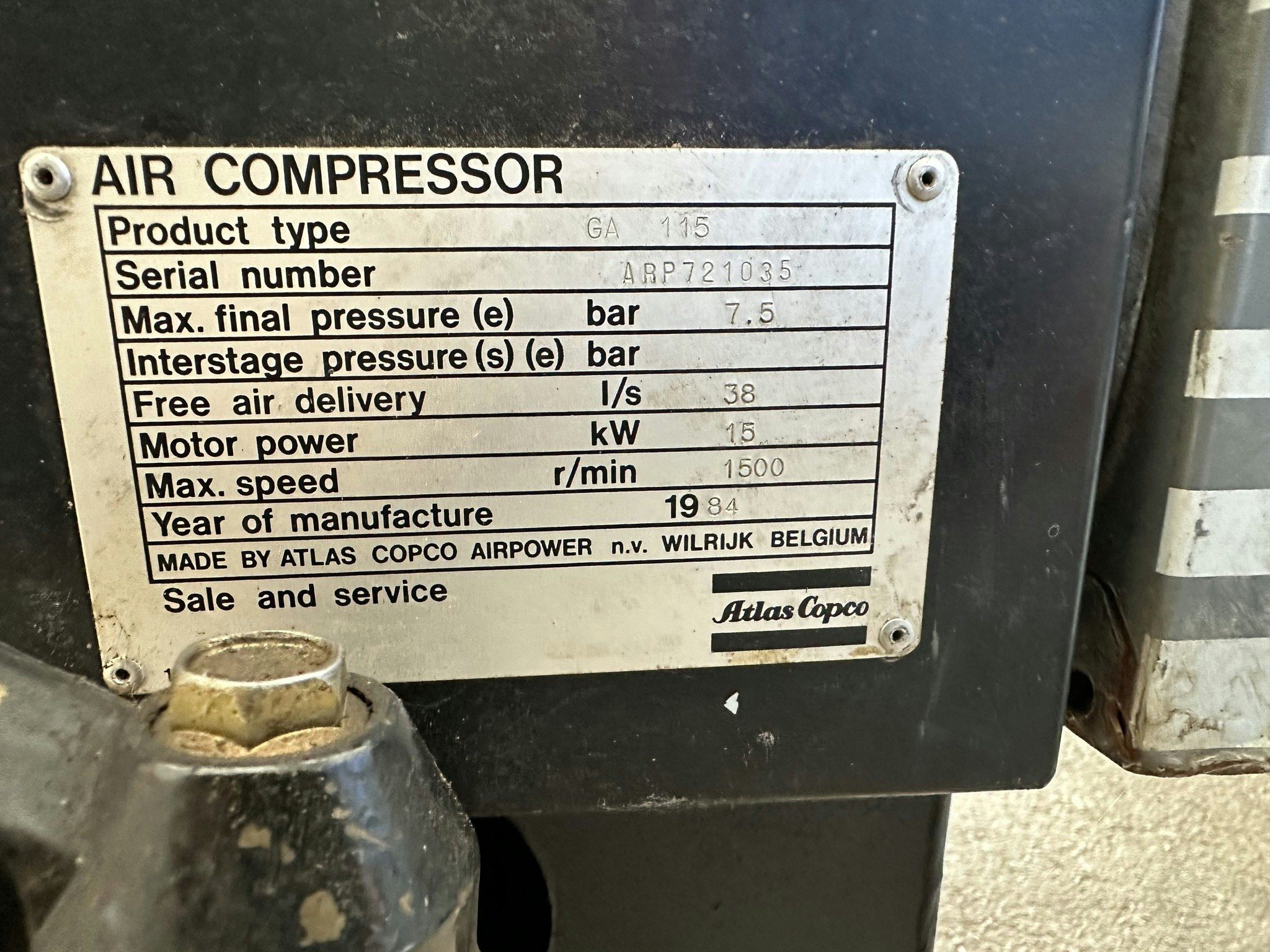 Skruvkompressor Atlas Copco GA115