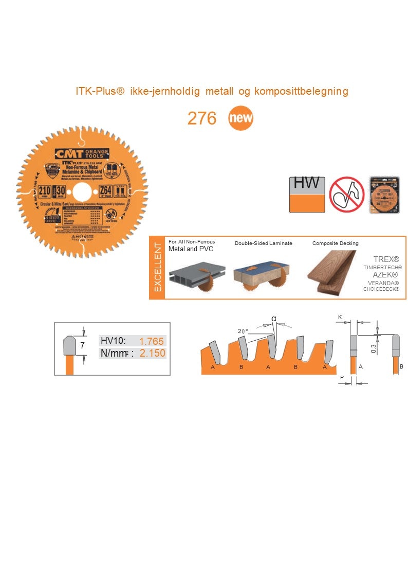 300 2.8 30 Z 96  -6° TCG Ikke-jernholdige metaller - Melamin Tinn-kapp.