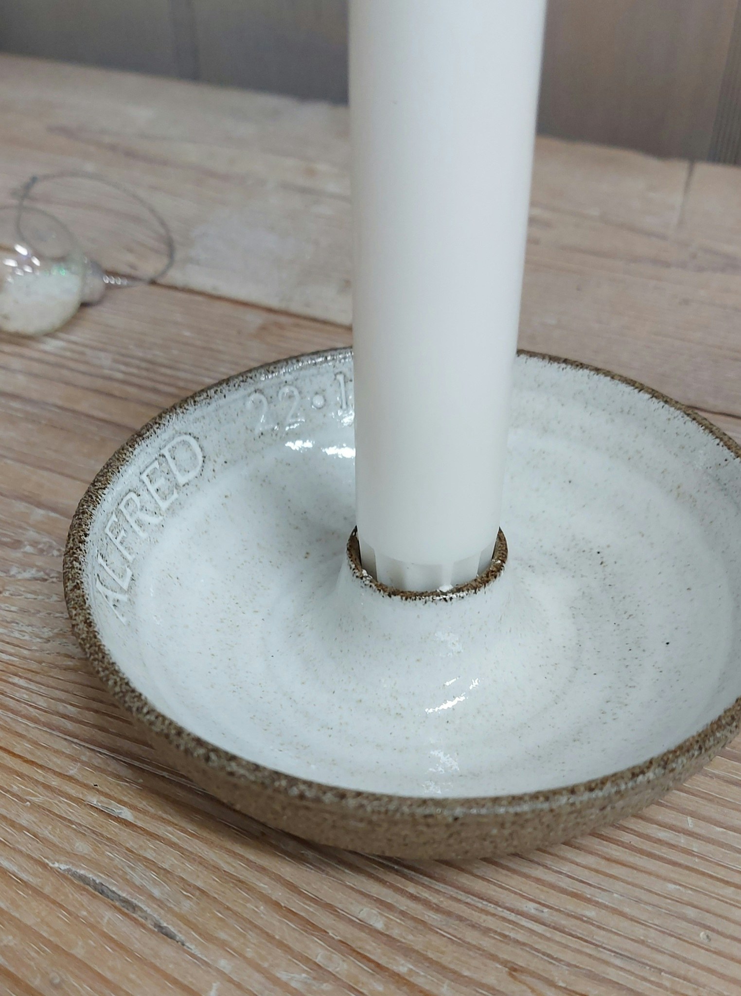 Ljusstake vit natur Frida Nilsson Keramik handgjord keramik drejad stengods dop