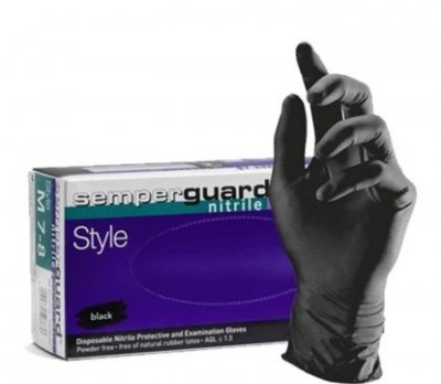 Svarta Nitril engångs handskar Puder och Latexfria god kemikaliebeständighet stl L