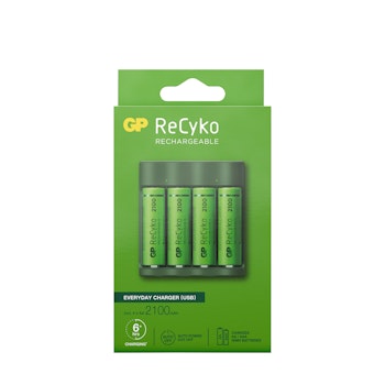 GP ReCyko Everyday-batteriaddare, inkl. 4st AA-batterier