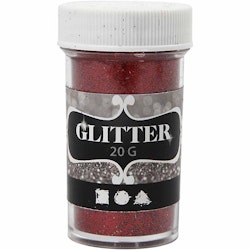 Glitter, röd, 20 g/ 1 burk