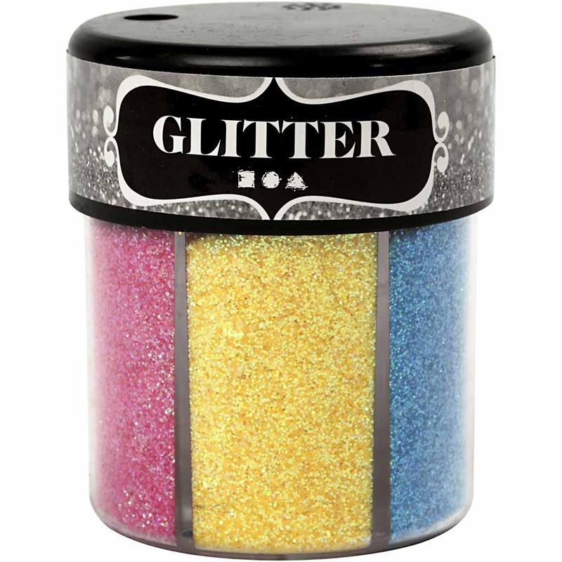 Glitter, mixade färger, 6x13 g/ 1 burk