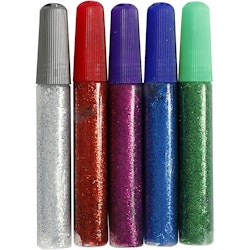 Glitterlim, mixade färger, 5x10 ml/ 1 förp.