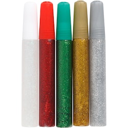 Glitterlim, mixade färger, 5x10 ml/ 1 förp.