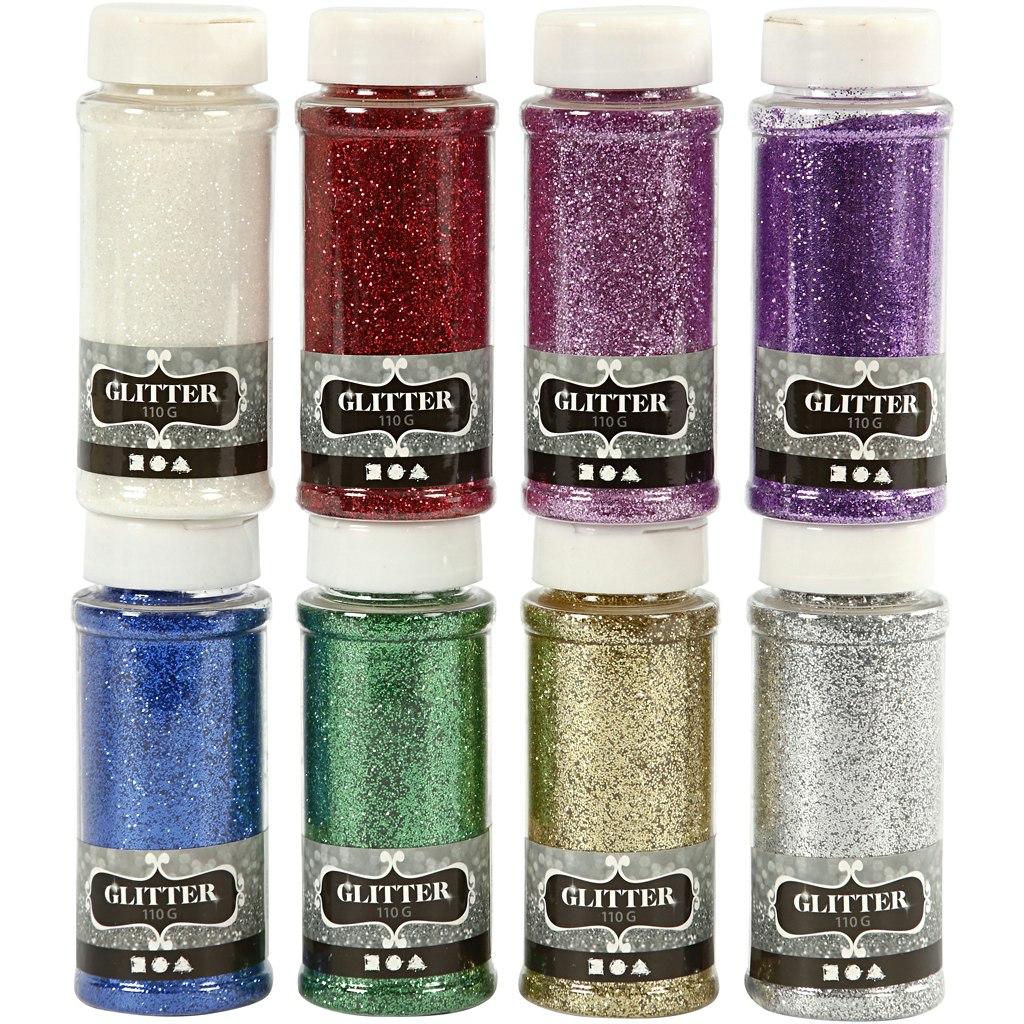 Glitter, mixade färger, 8x110 g/ 1 förp.