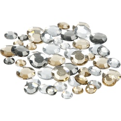 Rhinestones, Runda, stl. 6+9+12 mm, gyllen olja, 360 st./ 1 förp.