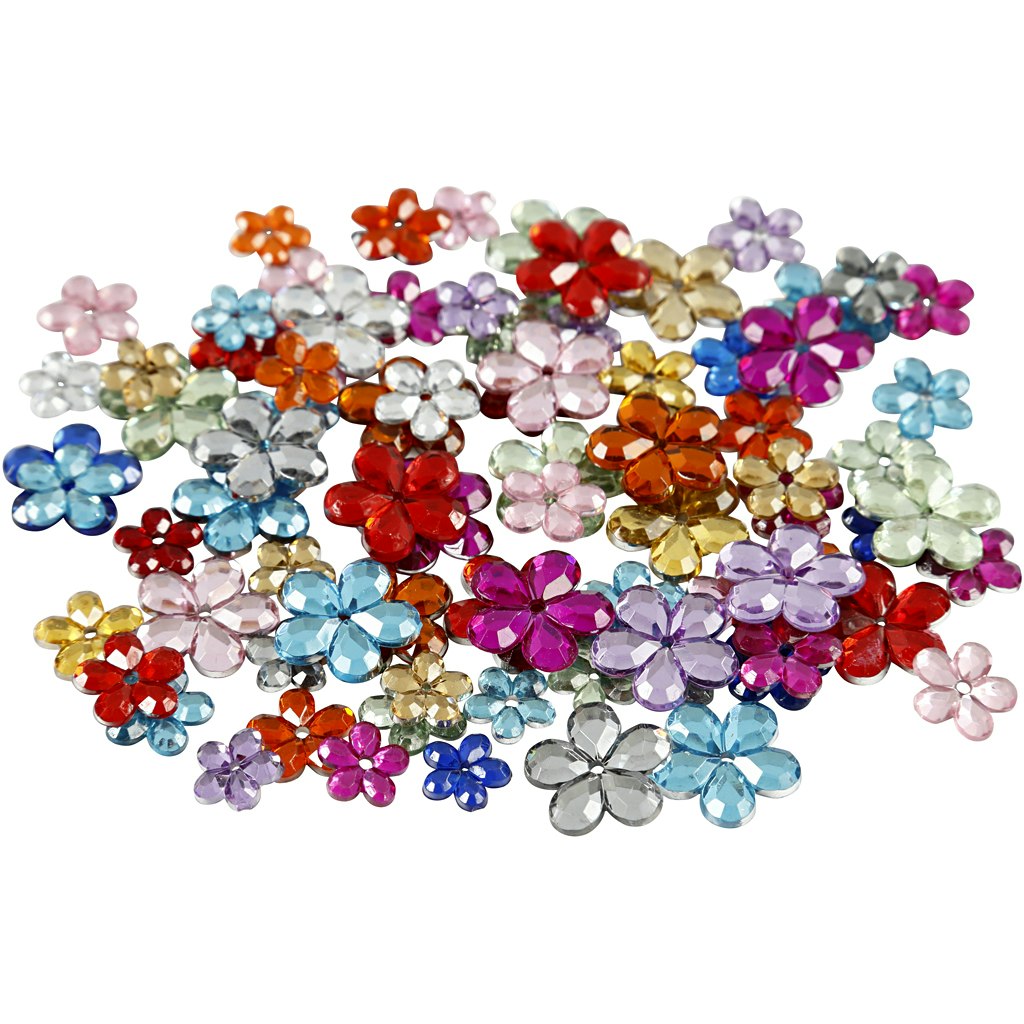 Rhinestones, Dia. 6+10+12 mm, mixade färger, 252 st./ 1 förp.