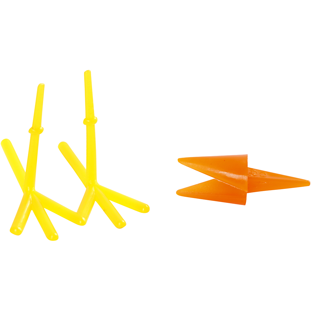 Kycklingnäbb och -fötter, H: 28 mm, L: 30+37 mm, orange, gul, 8 set/ 1 förp.