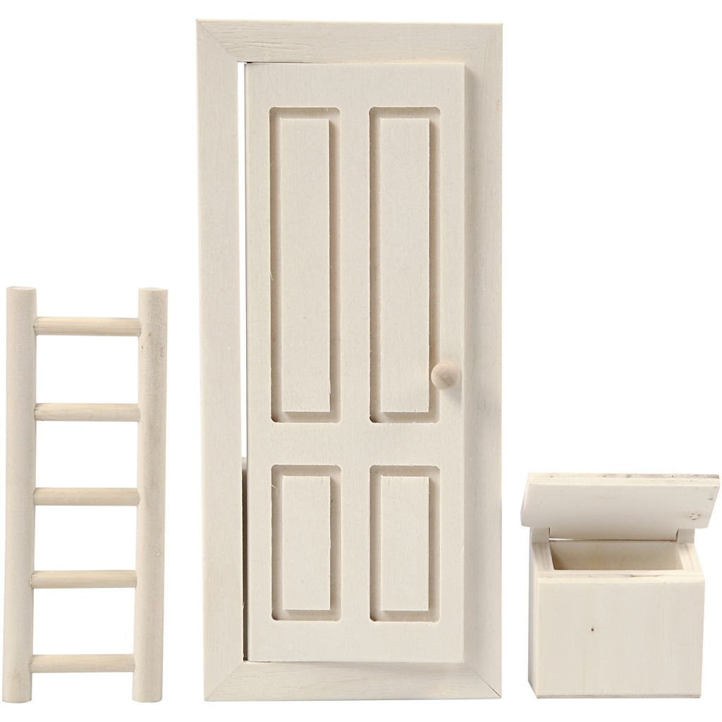 Dörr, brevlåda och stege, stl. 8x18 cm, 1 set