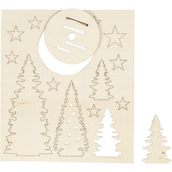 Sätt-ihop-själv träfigurer, julgranar, L: 20 cm, B: 17 cm, 1 förp.