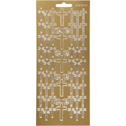 Stickers, kors, 10x23 cm, guld, 1 ark