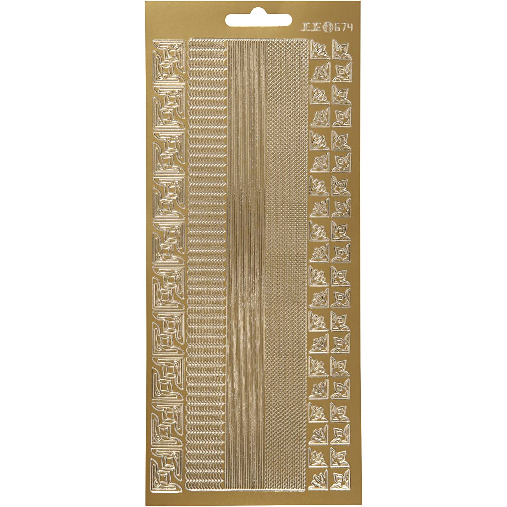 Stickers, bårder, 10x23 cm, guld, 1 ark