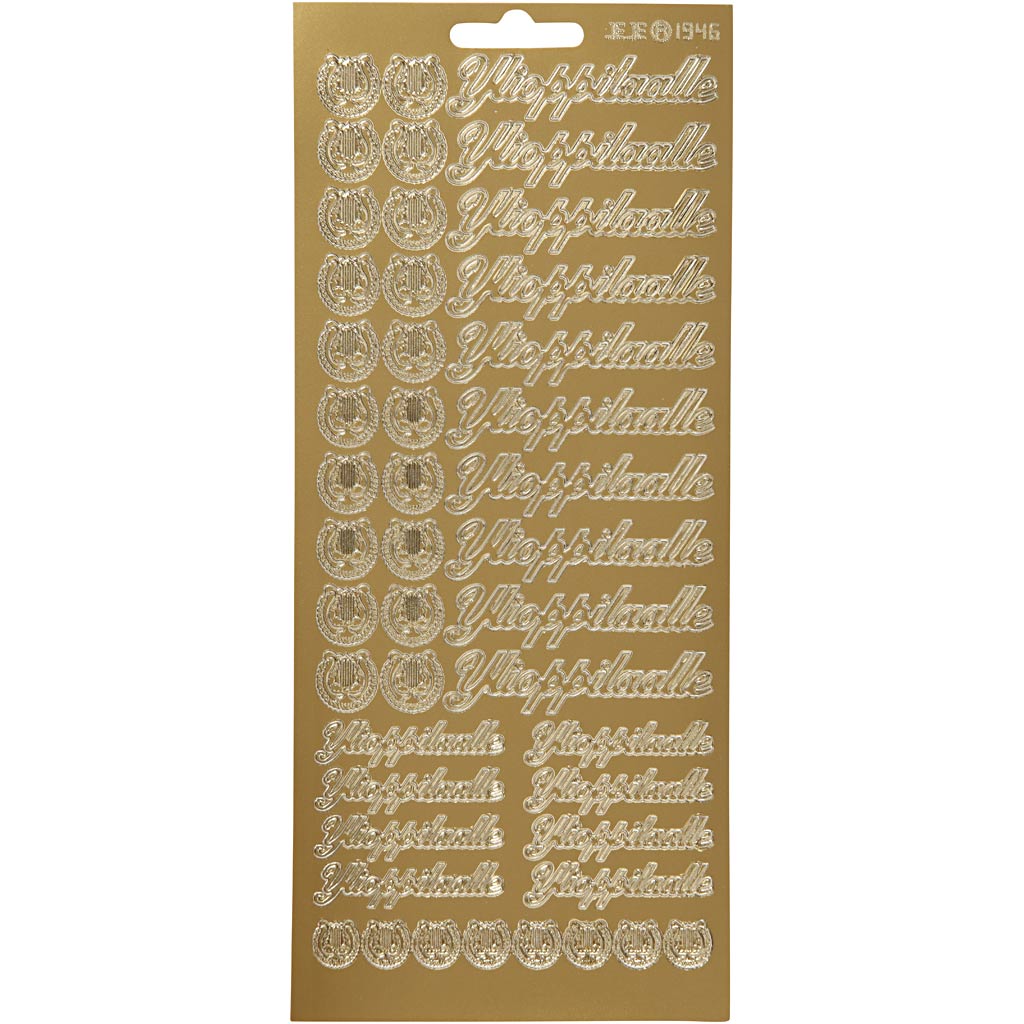 Stickers, Ylioppilaalle, 10x23 cm, guld, 1 ark