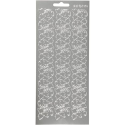 Stickers, blad, 10x23 cm, silver, 1 ark