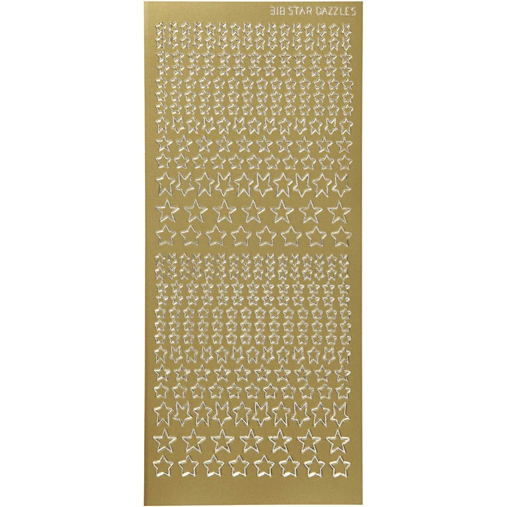Stickers, stjärnor, 10x23 cm, guld, 1 ark