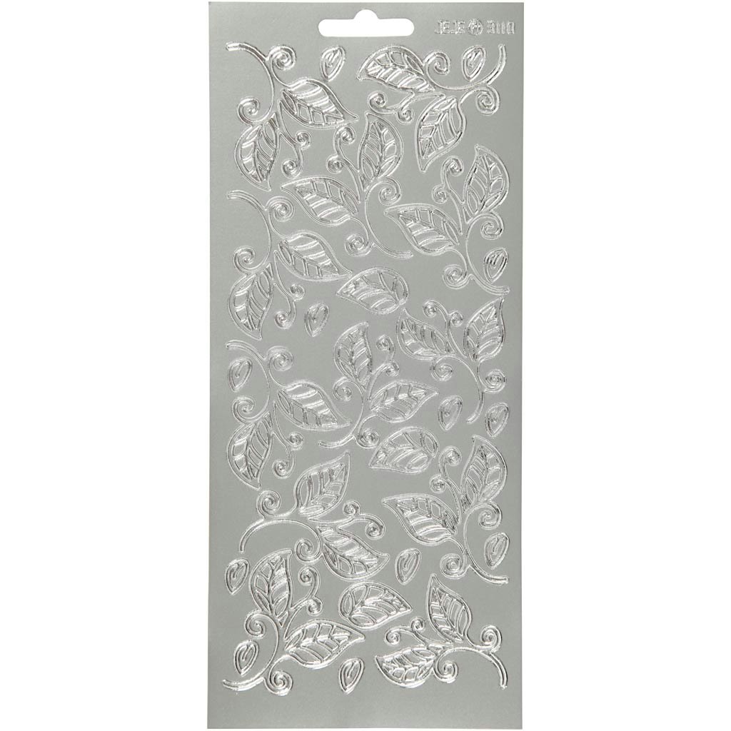 Stickers, blad, 10x23 cm, silver, 1 ark