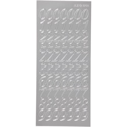 Stickers, siffror, 10x23 cm, silver, 1 ark