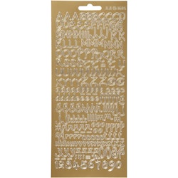 Stickers, bokstäver, 10x23 cm, guld, 1 ark