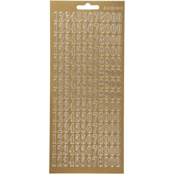 Stickers, siffror, 10x23 cm, guld, 1 ark