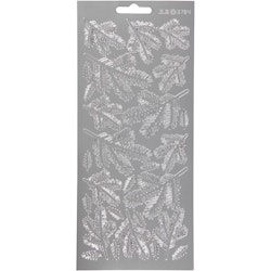 Stickers, kvist, 10x23 cm, silver, 1 ark