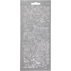 Stickers, lanternor, 10x23 cm, silver, 1 ark